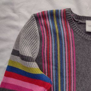Fun Vintage Sweater w Striped Detailing, 100% Cotton, Women's Sz P (fits XXS)
